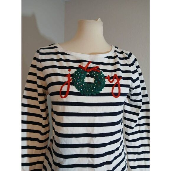 Talbots Christmas Striped Crewneck Top Size Small - Picture 6 of 9